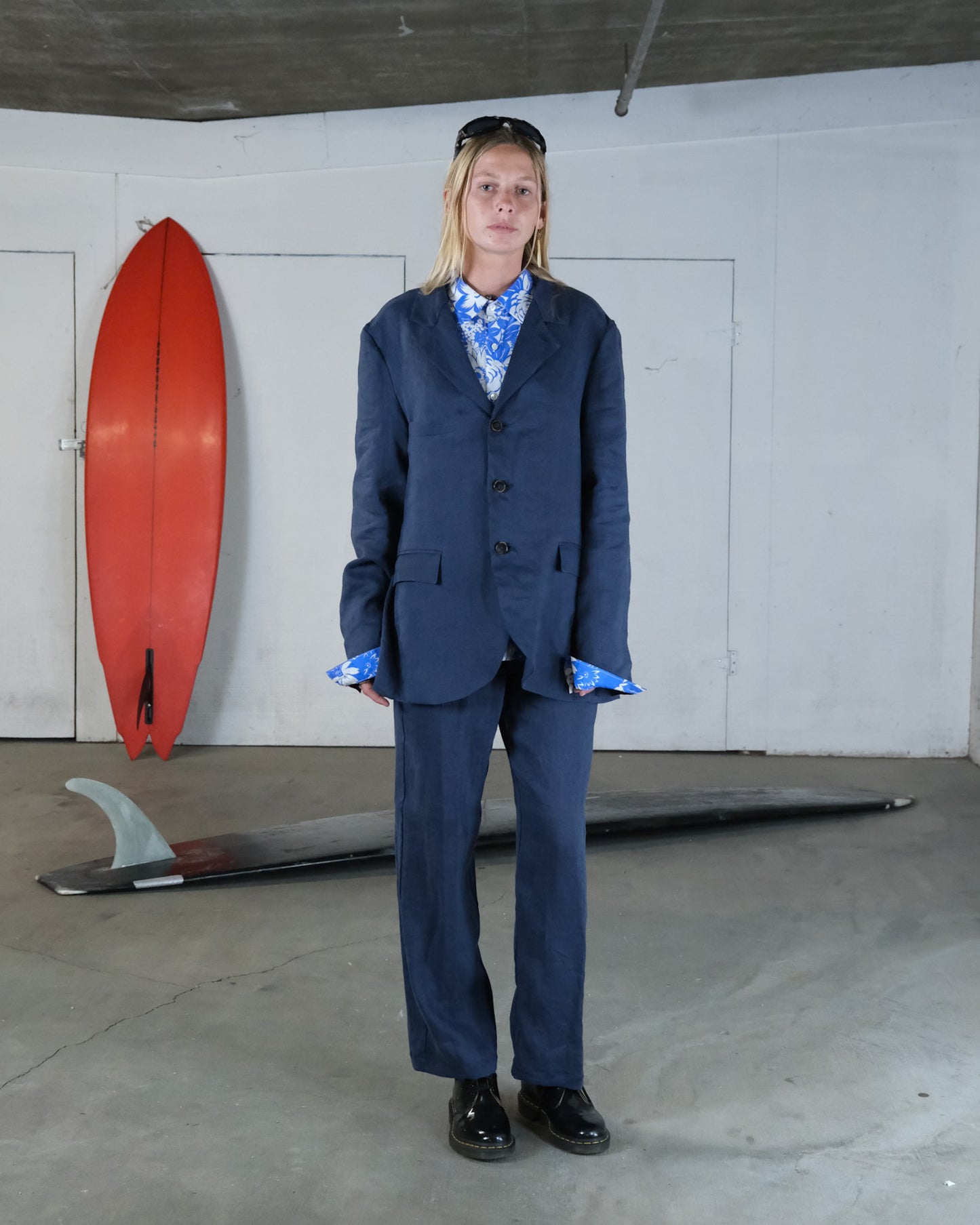 Navy Linen Suit Jacket