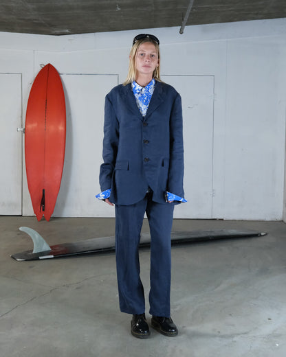 Navy Linen Suit Jacket