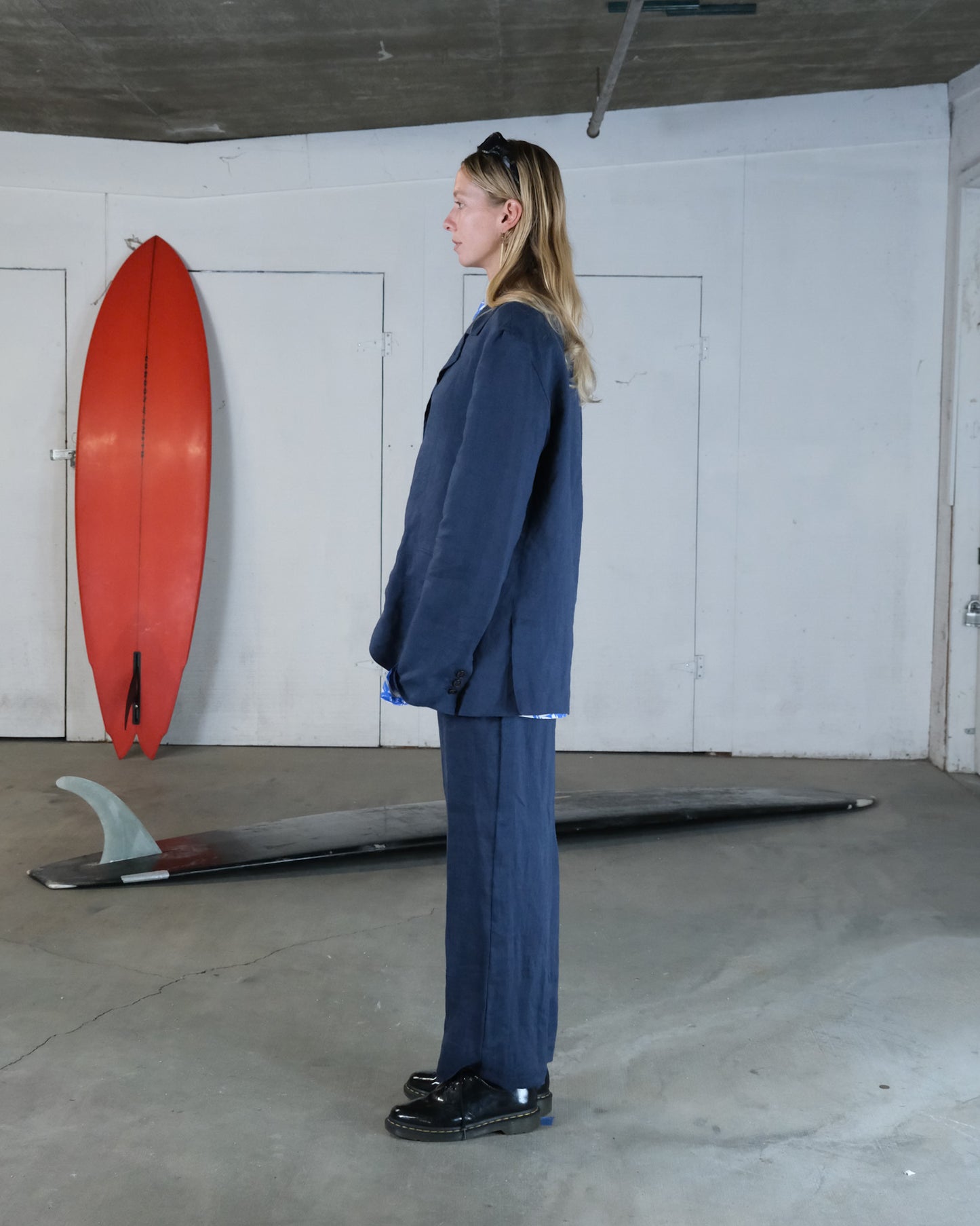Navy Linen Suit Jacket