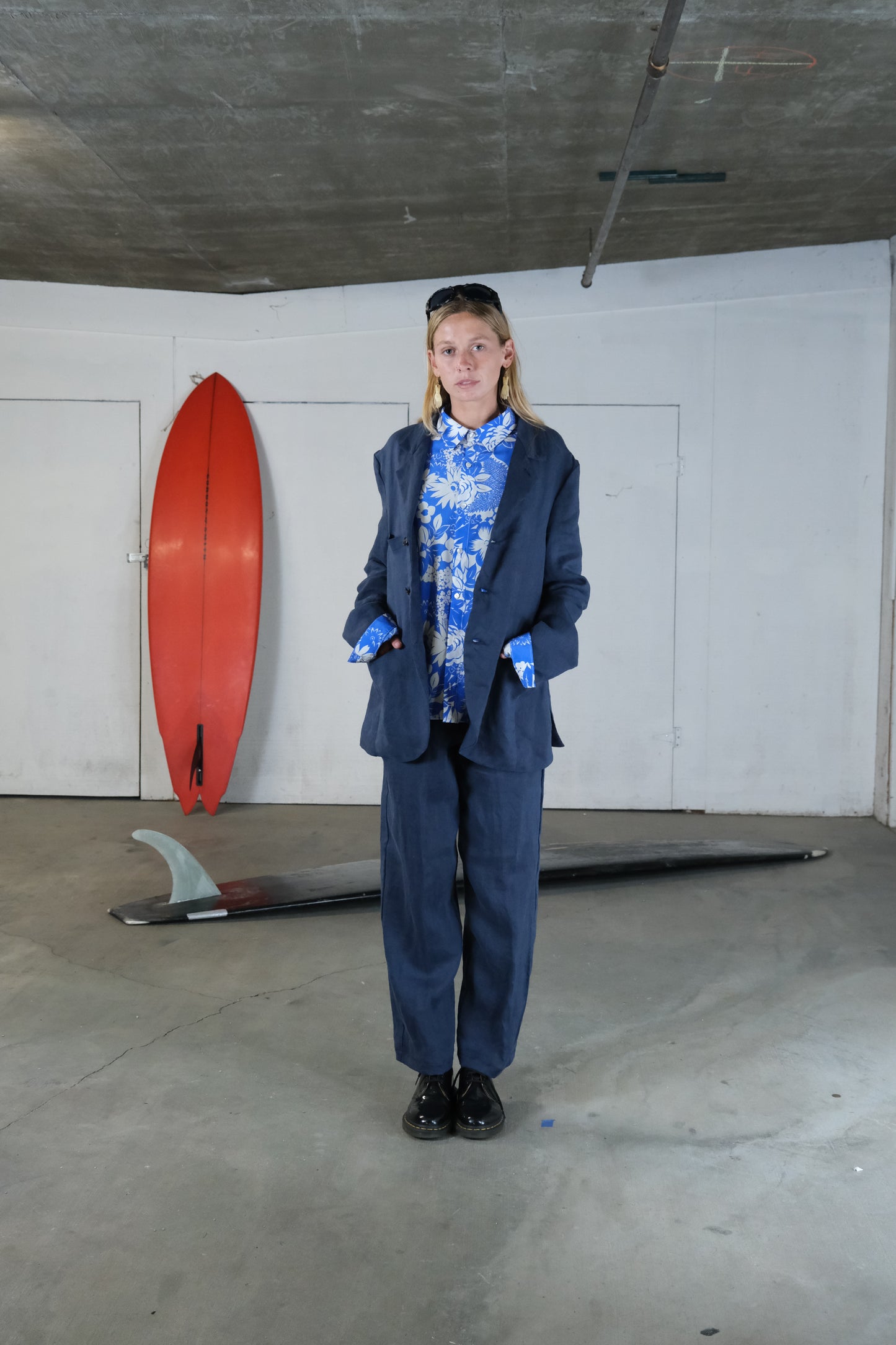 Blue Hawaiian Flower Silk Shirt