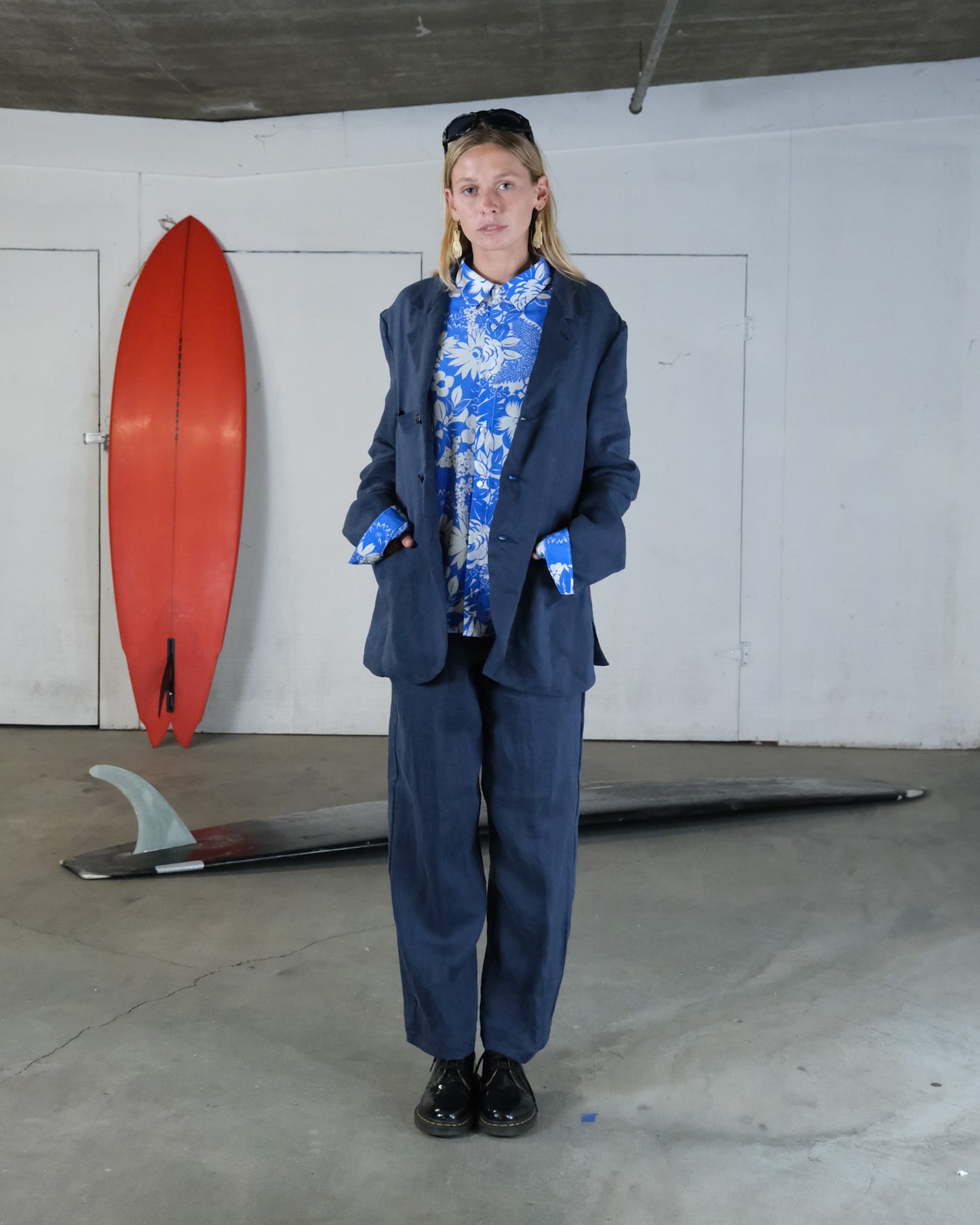 Navy Linen Suit Jacket