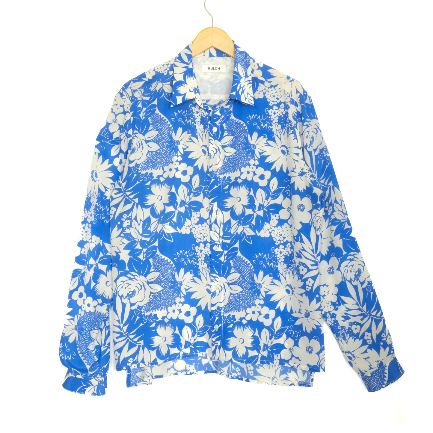 Blue Hawaiian Flower Silk Shirt