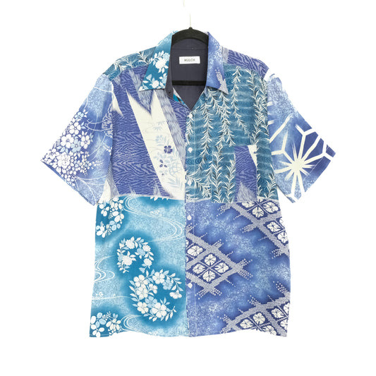 Blue Hawaiian Silk Button Up