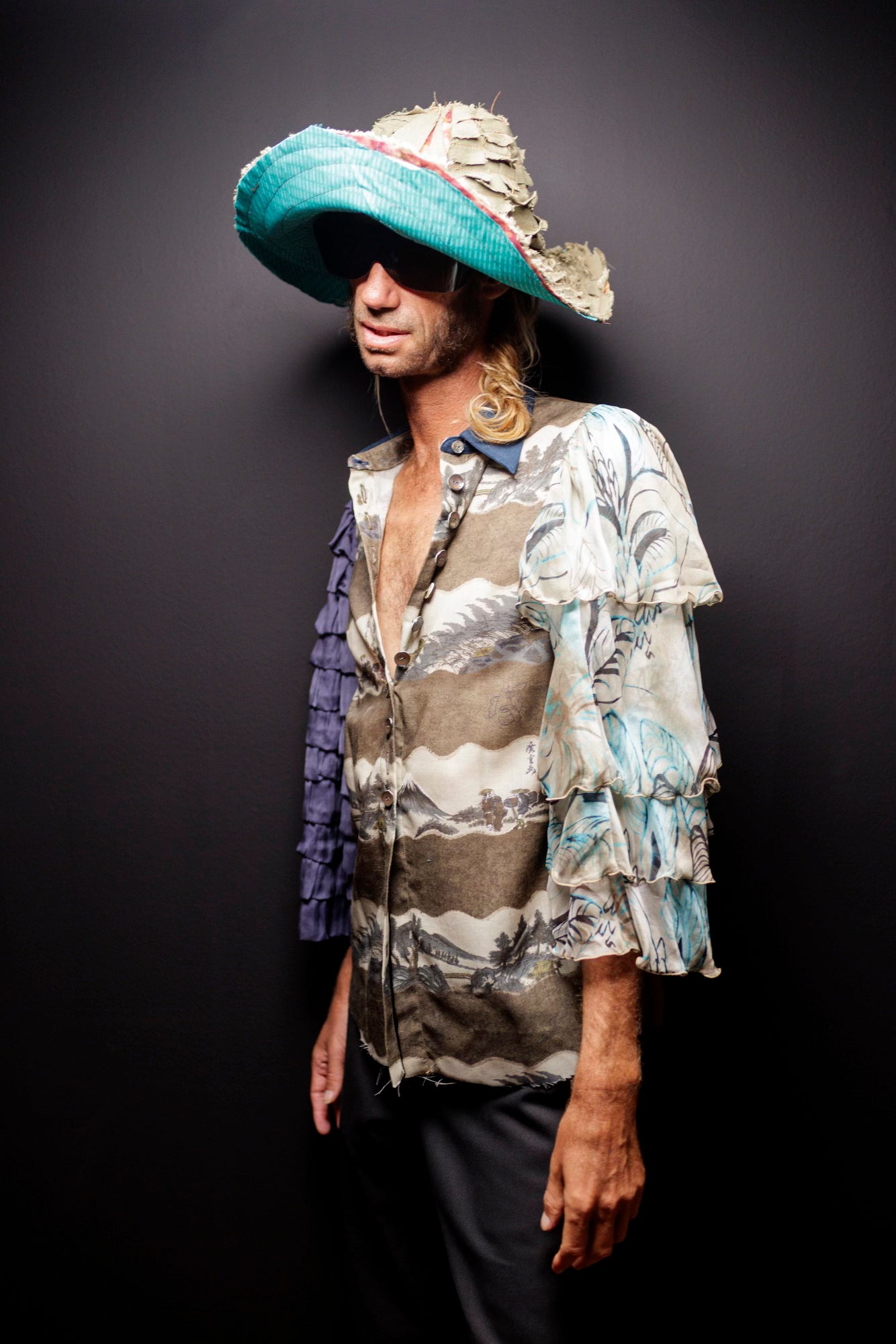 Japanese Flamenco Silk Buttton Up Shirt