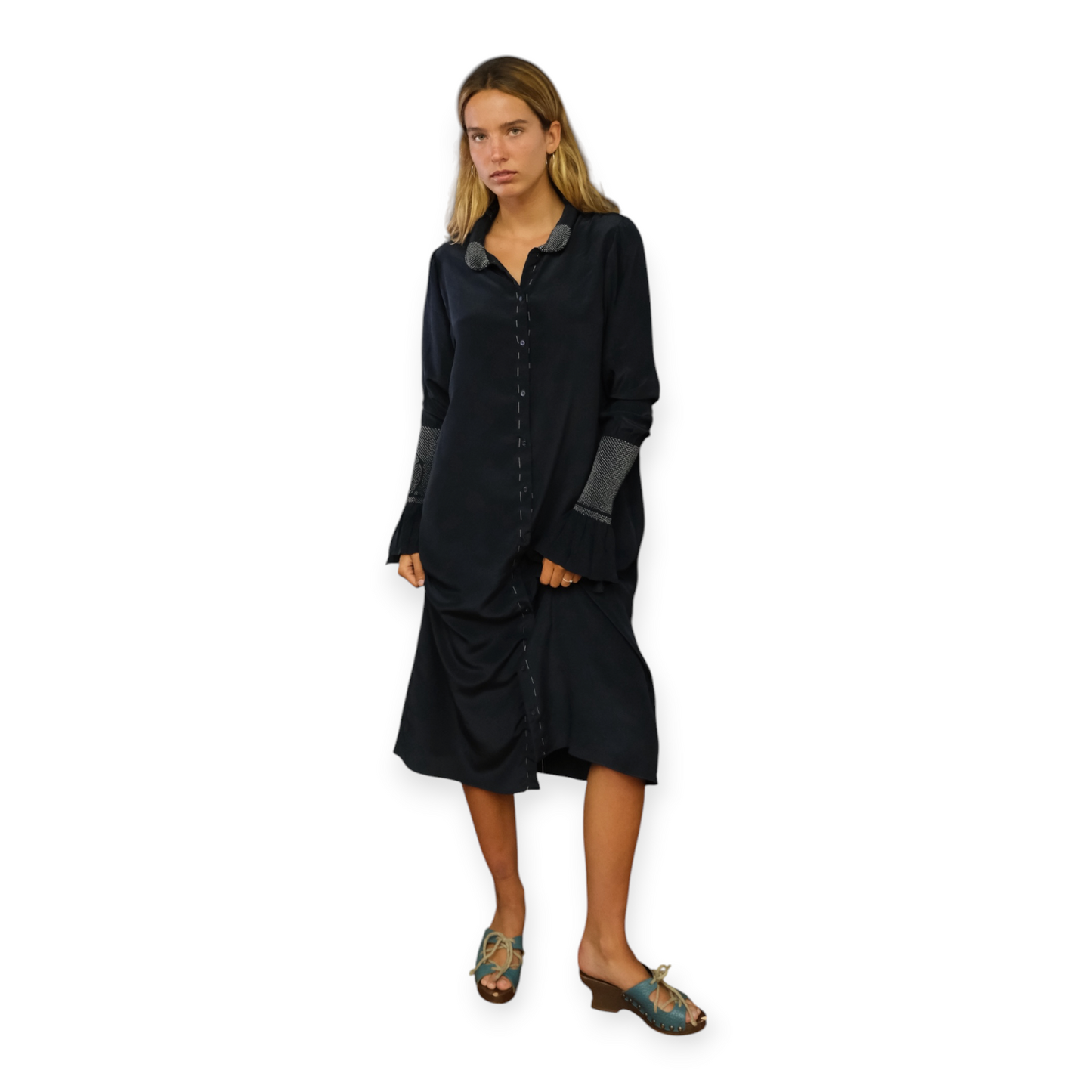 Silk Kimono Button Up Dress