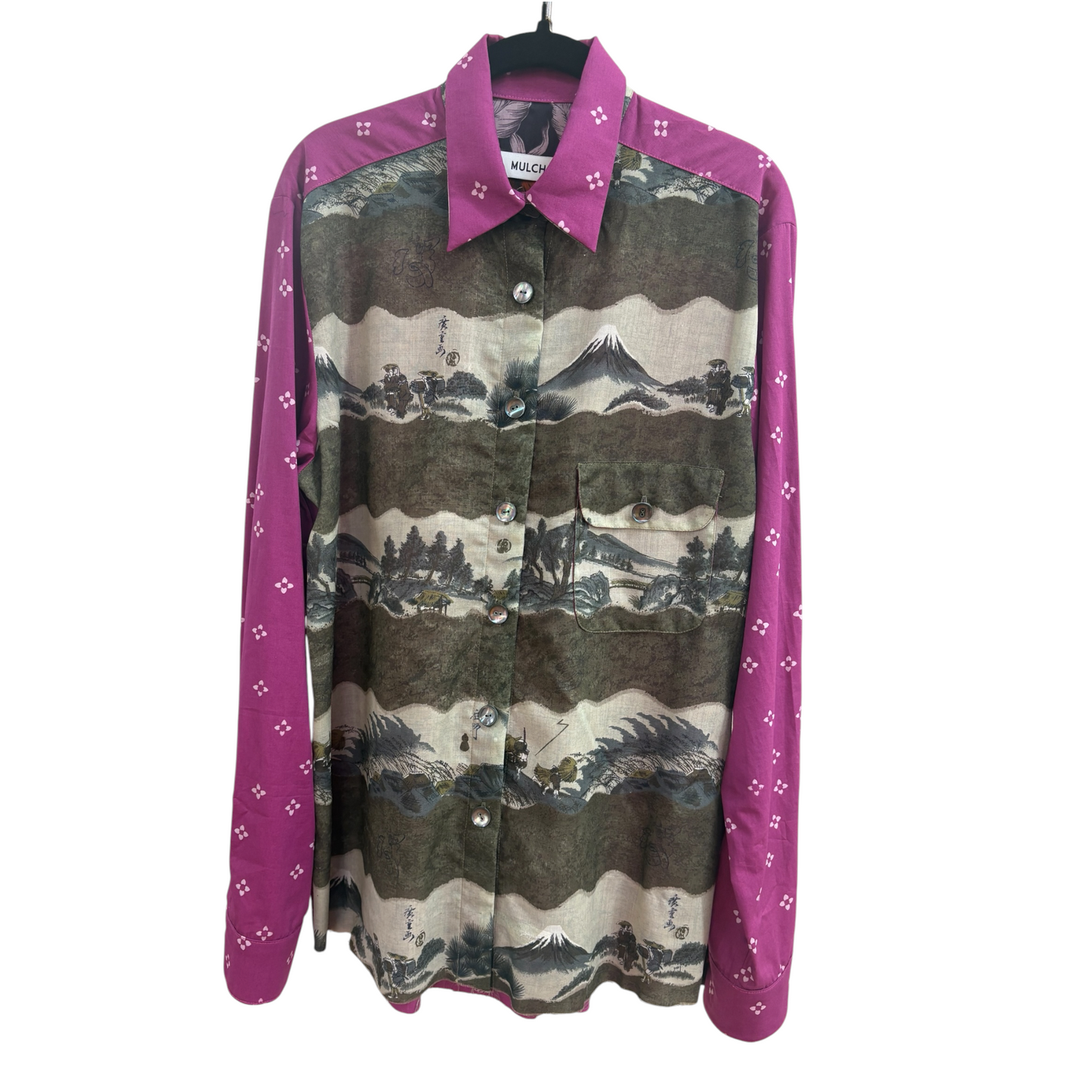 Two Tone Cotton Silk Button Up