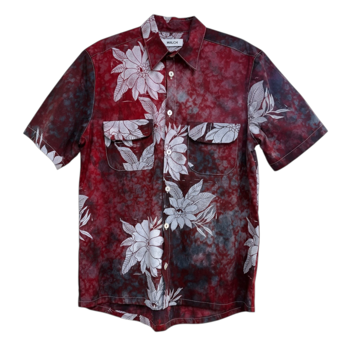 Red Lava Flower Motif Button Up