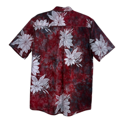 Red Lava Flower Motif Button Up
