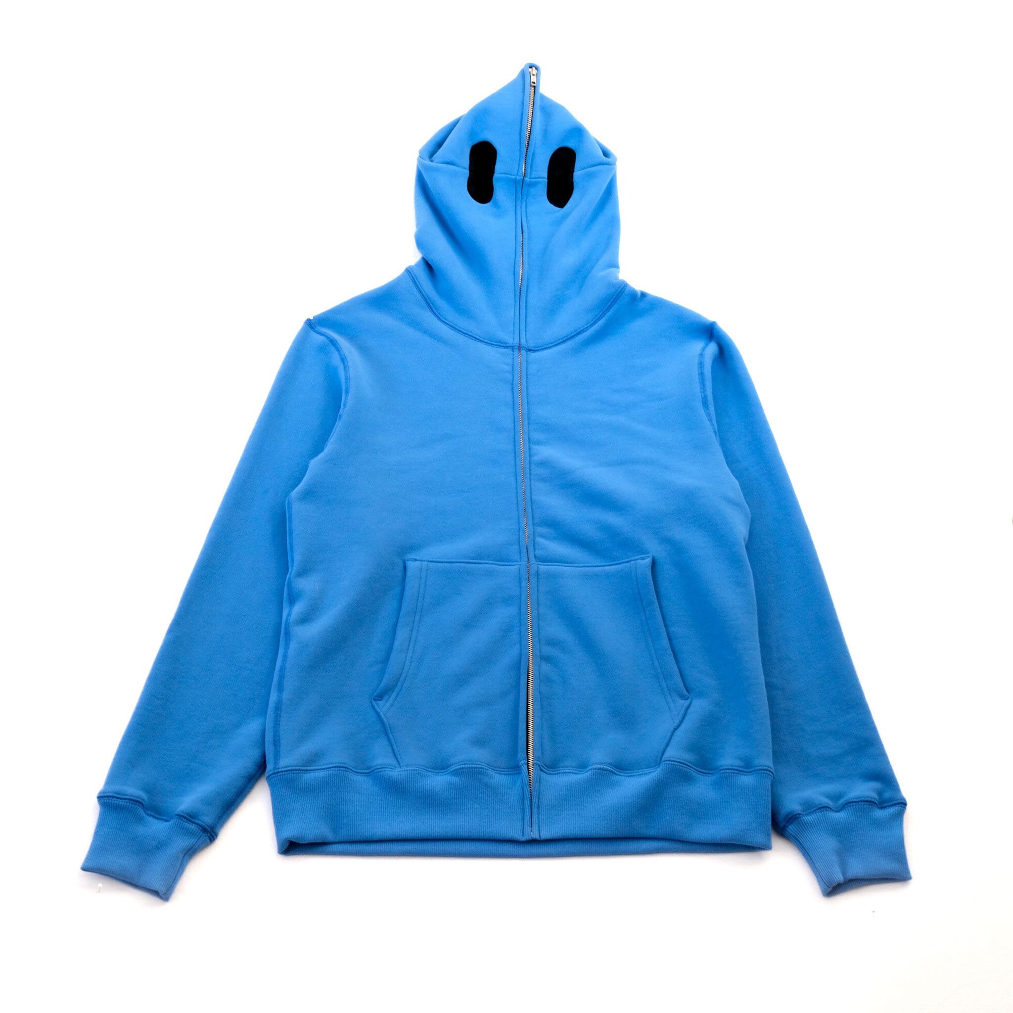 Upcycled French Terry Cotton Full Zip Hoodie Blue